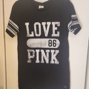 Victoria's Secret Black Tee with Love Pink Graphic